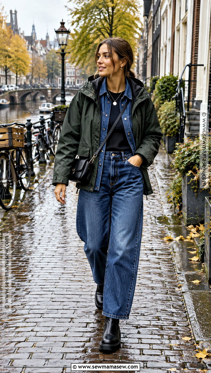 Amsterdam Fall Double Denim Outfit - 15 amsterdam travel outfits fall
