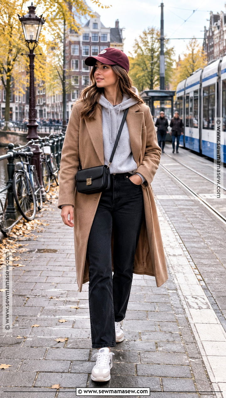 Amsterdam Fall Hoodie And Wool Coat Outfit - 15 amsterdam fashion fall ideas