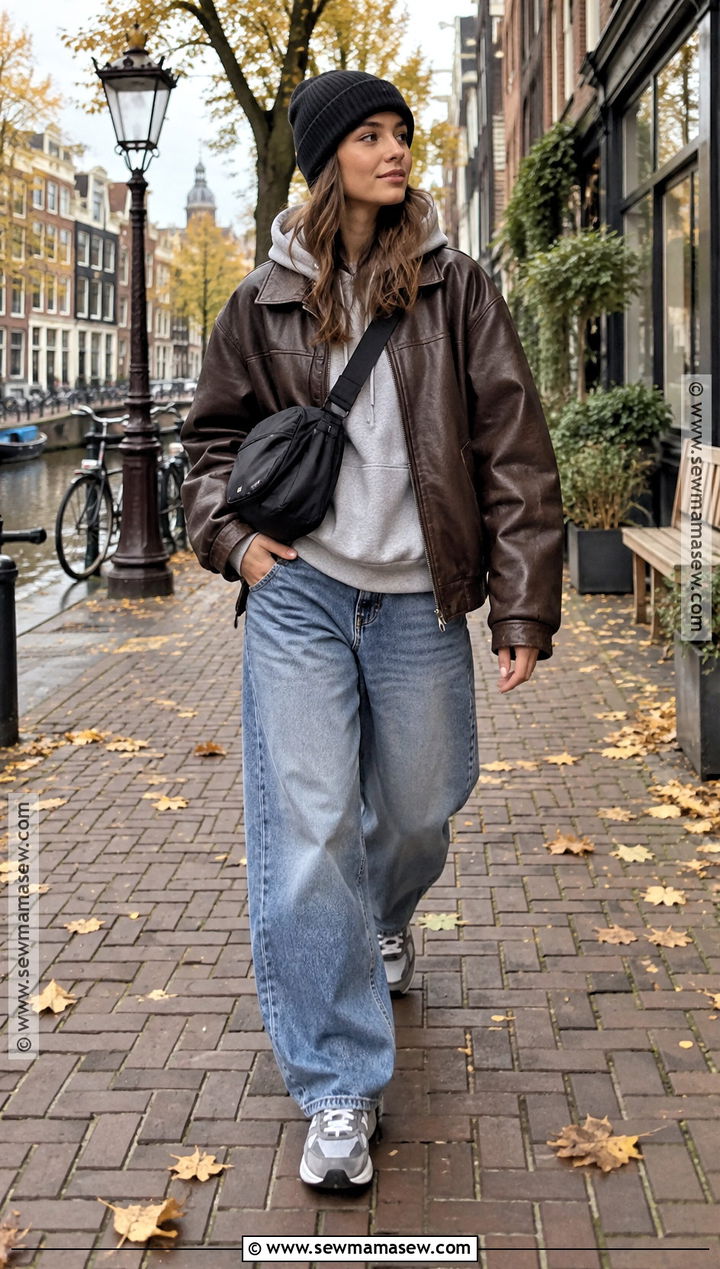 Amsterdam Fall Leather Jacket Outfit - 15 amsterdam travel outfits fall