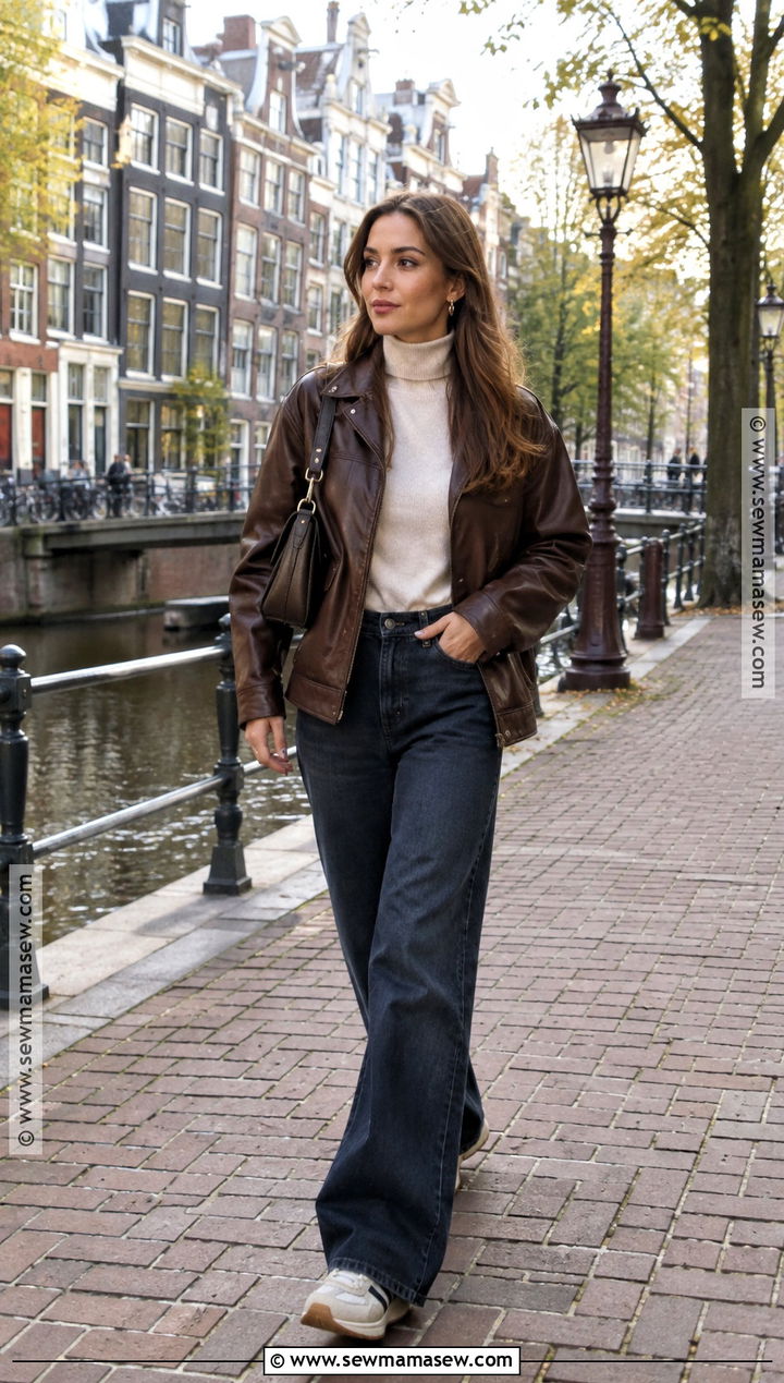 Amsterdam Fall Leather Jacket Outfit - 15 amsterdam fashion fall ideas