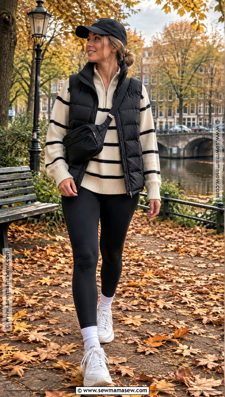 Amsterdam Fall Puffer Vest And Leggings Outfit - 20 Amsterdam Fall Outfit Ideas