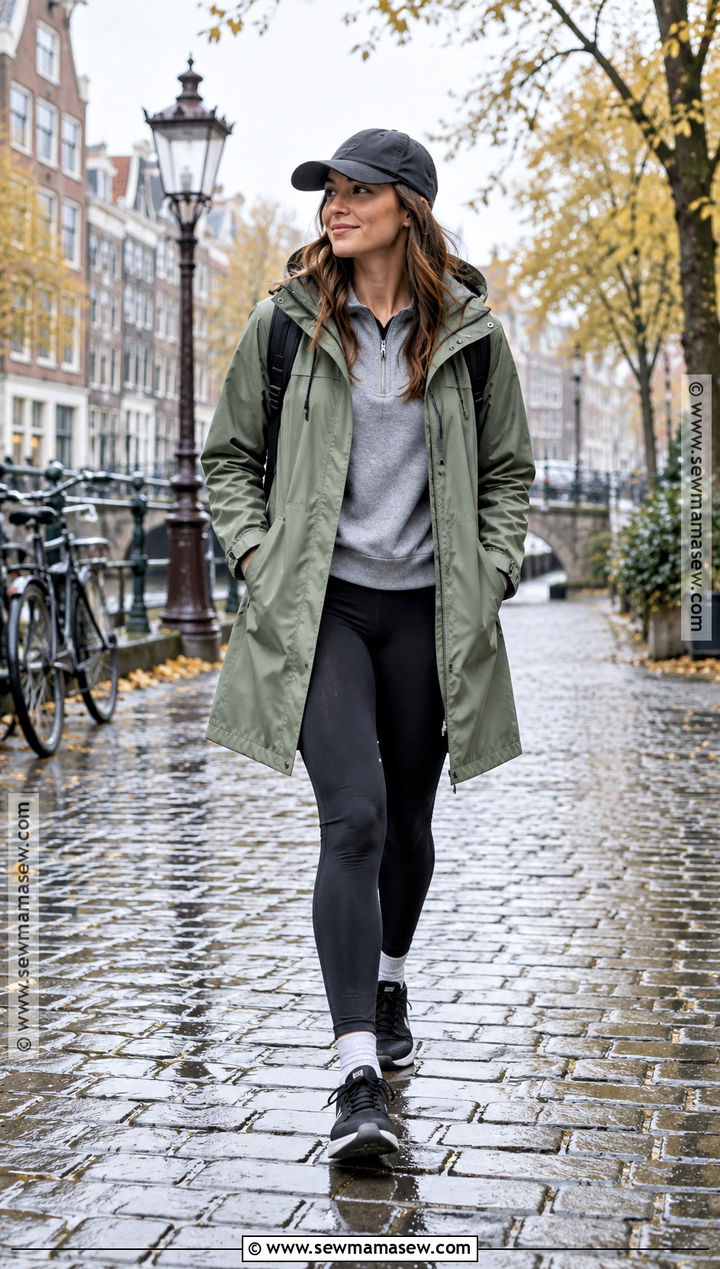 Amsterdam Fall Raincoat And Leggings Outfit - 15 amsterdam travel outfits fall