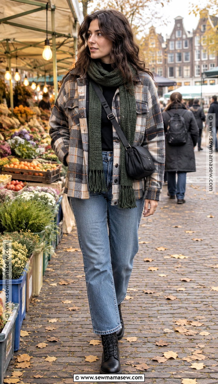 Amsterdam Fall Shacket And Straight Leg Jeans Outfit - 20 Amsterdam Fall Outfit Ideas