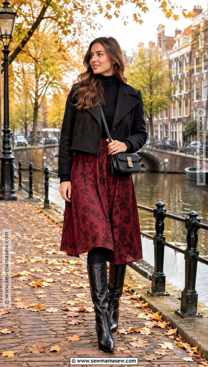 Amsterdam Fall Sweater And Midi Skirt Outfit - 20 Amsterdam Fall Outfit Ideas