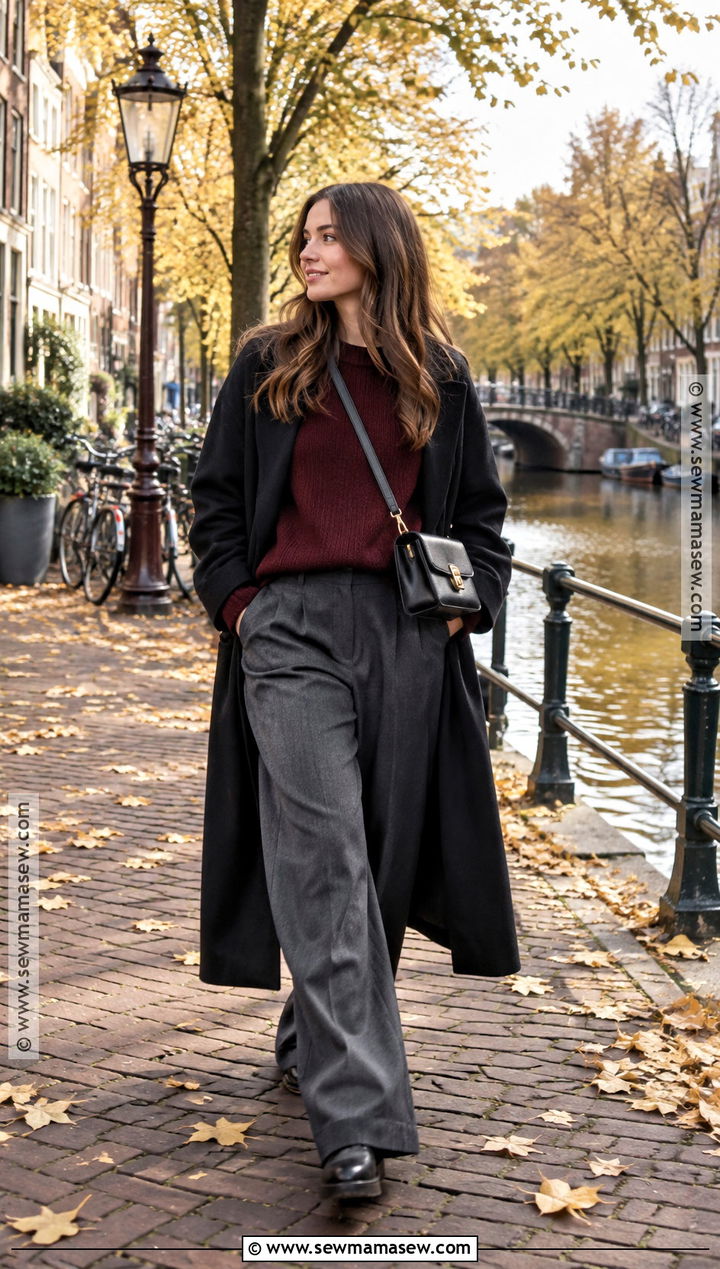 Amsterdam Fall Sweater And Wide Leg Trousers Outfit - 20 Amsterdam Fall Outfit Ideas