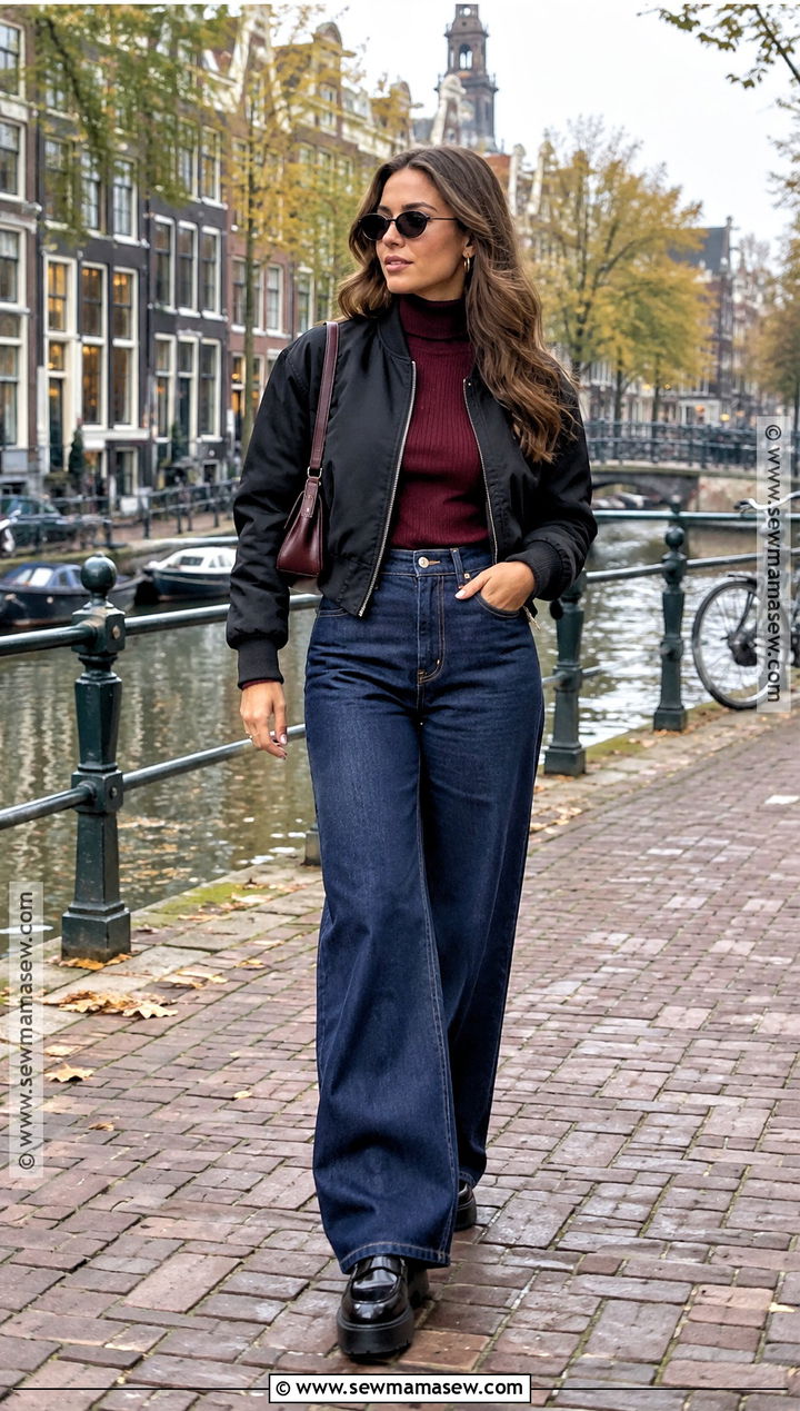 Amsterdam Fall Wide Leg Jeans Outfit - 15 amsterdam fashion fall ideas