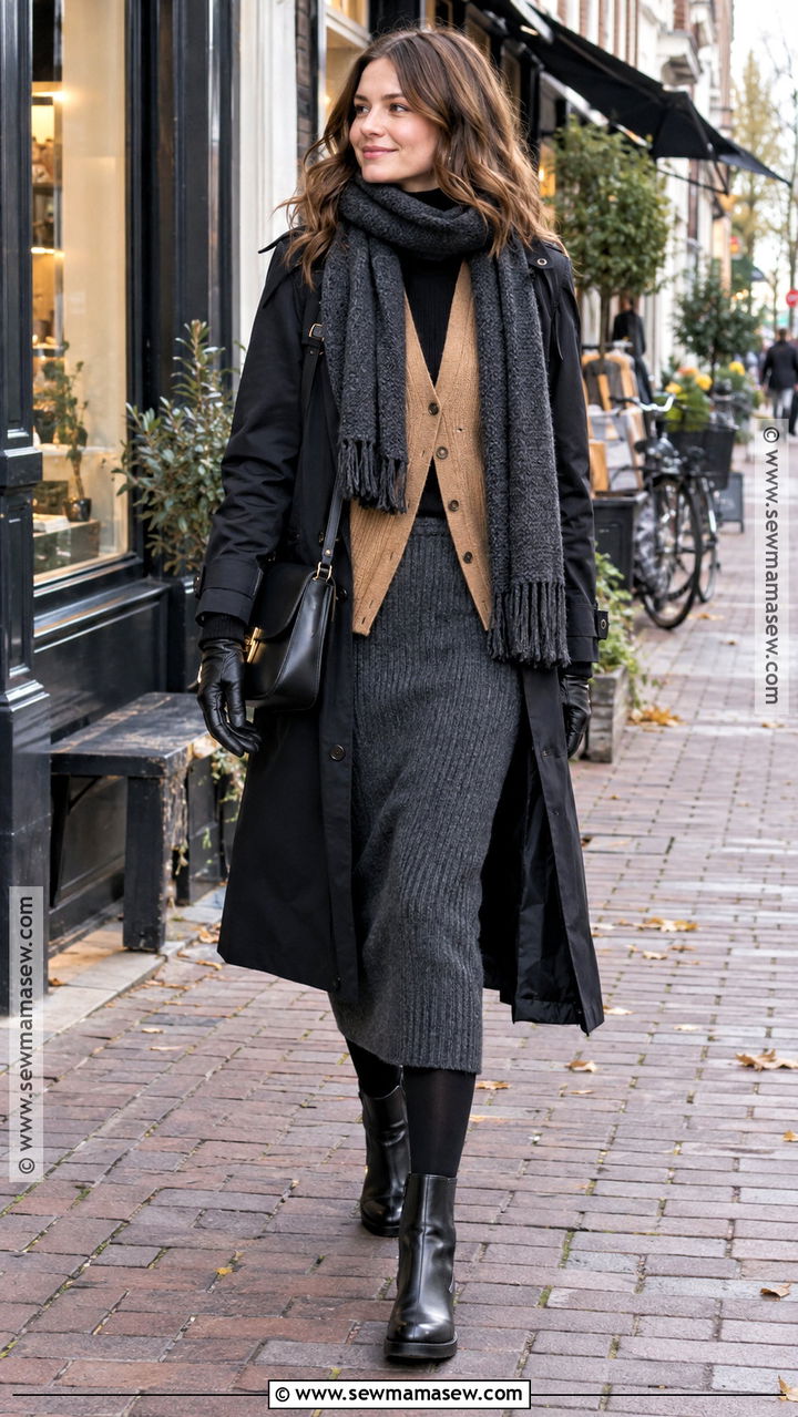 Amsterdam November Knit Midi Skirt Outfit - 20 amsterdam november outfit ideas