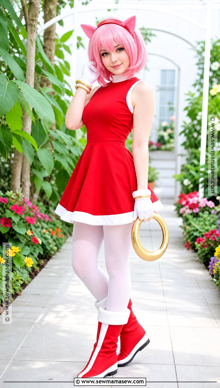 Amy Rose Cosplay With Red Dress - 40 sonic cosplay ideas