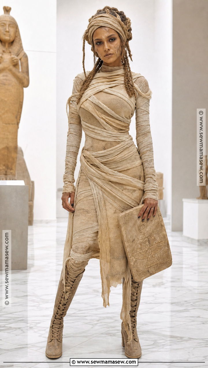 Ancient Mummy Costume With Draped Wrap Dress - 35 scary halloween costume ideas for women