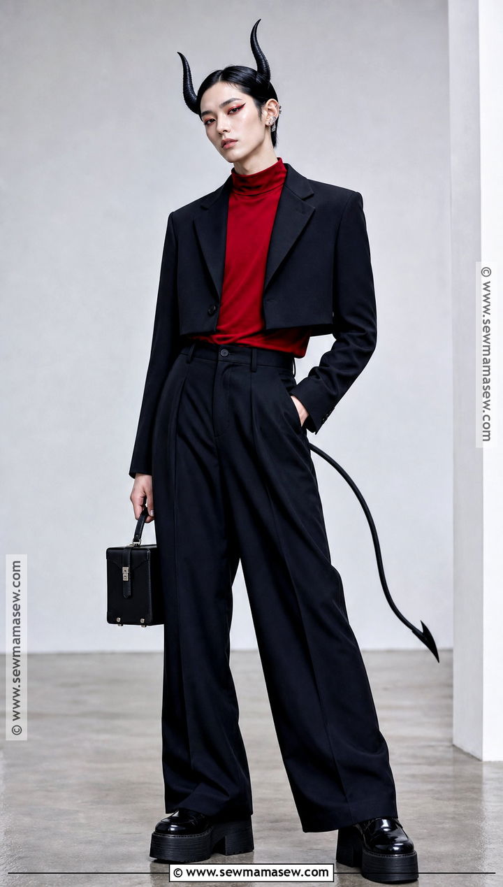 Androgynous Demon Outfit With Wide Leg Pants - 30 demon outfit ideas