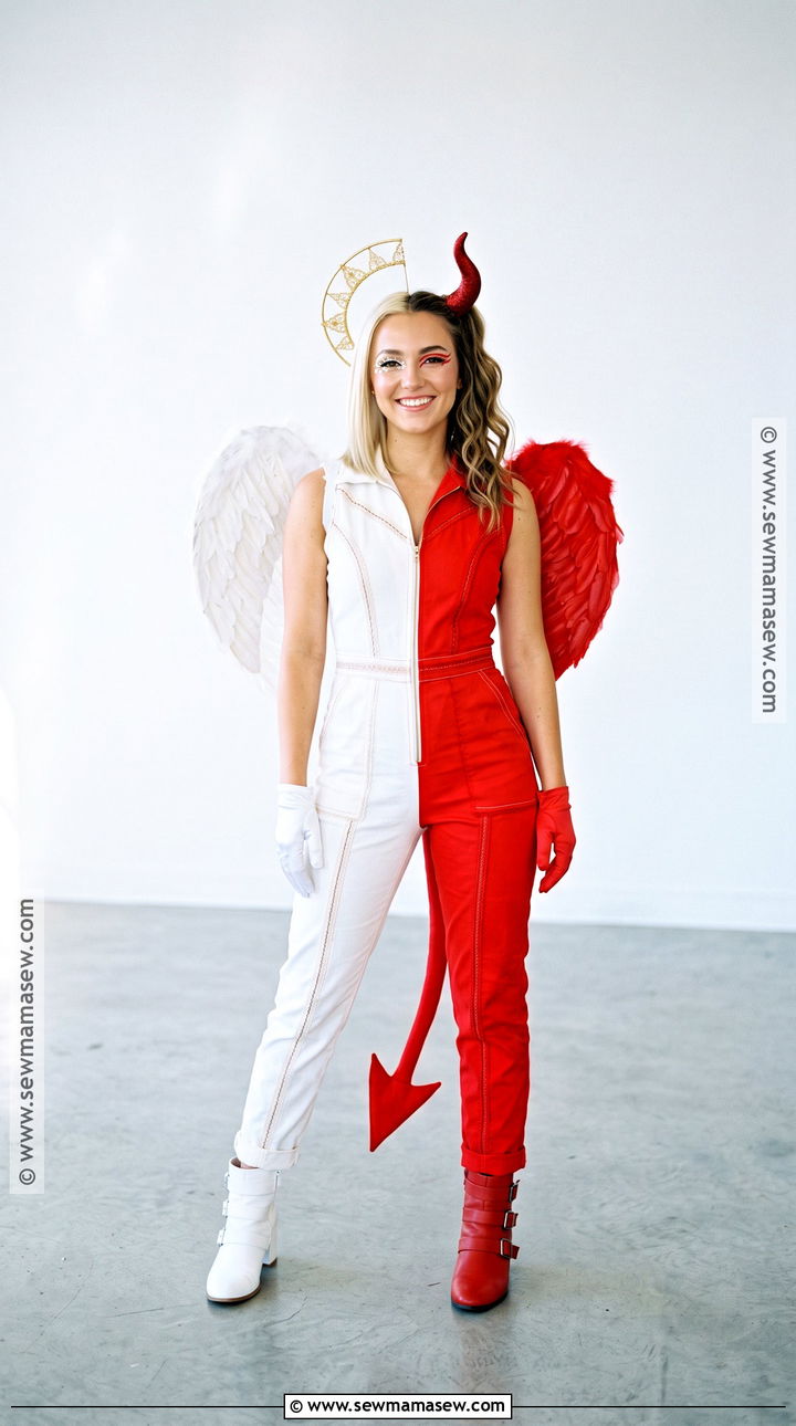 Angel And Red Devil Split Costume - 30 Red Devil Halloween Costume Ideas