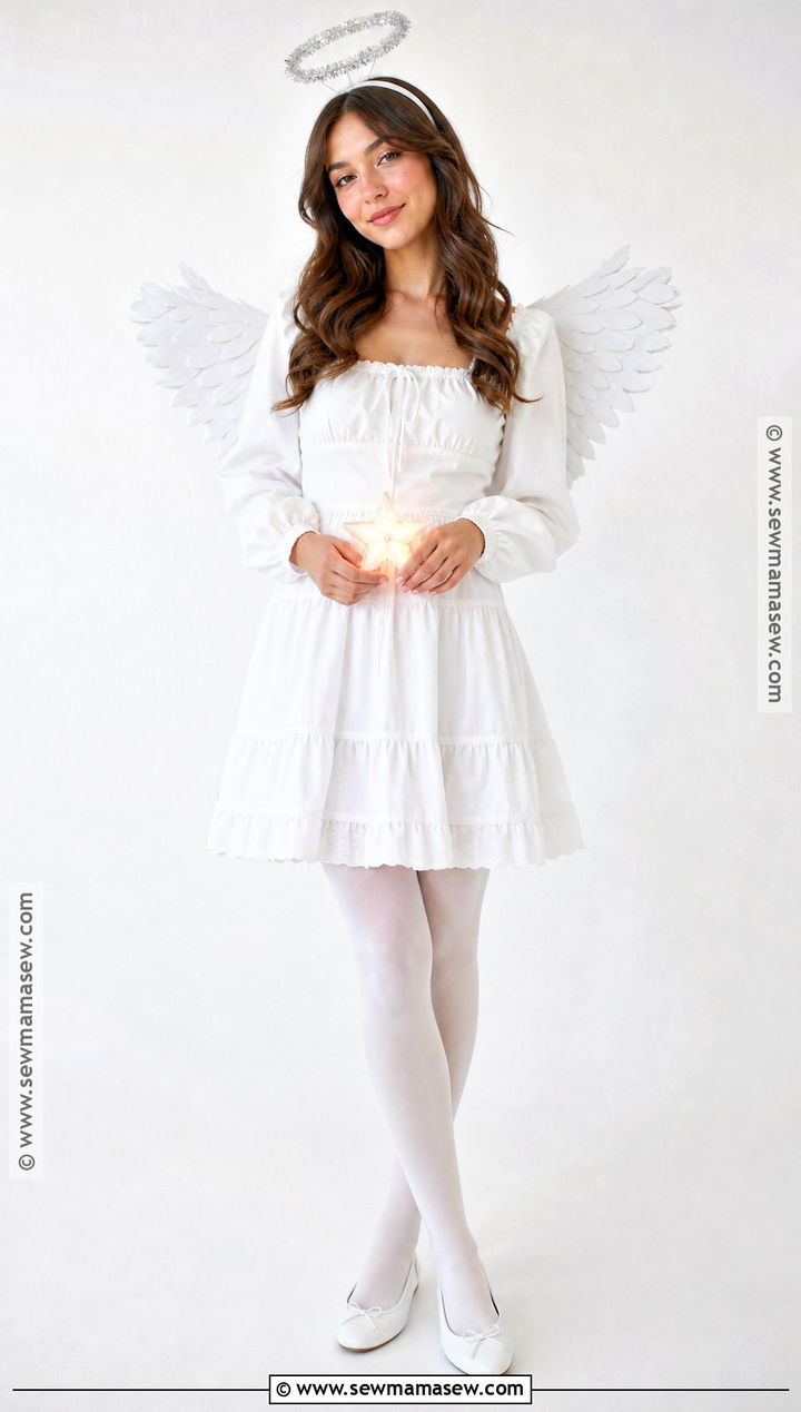 Angel Costume With An All White Outfit - 35 Easy At Home Halloween Costumes