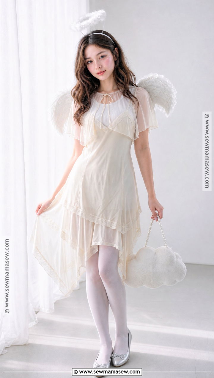 Angelcore Costume With White Layers - 30 aesthetic costumes