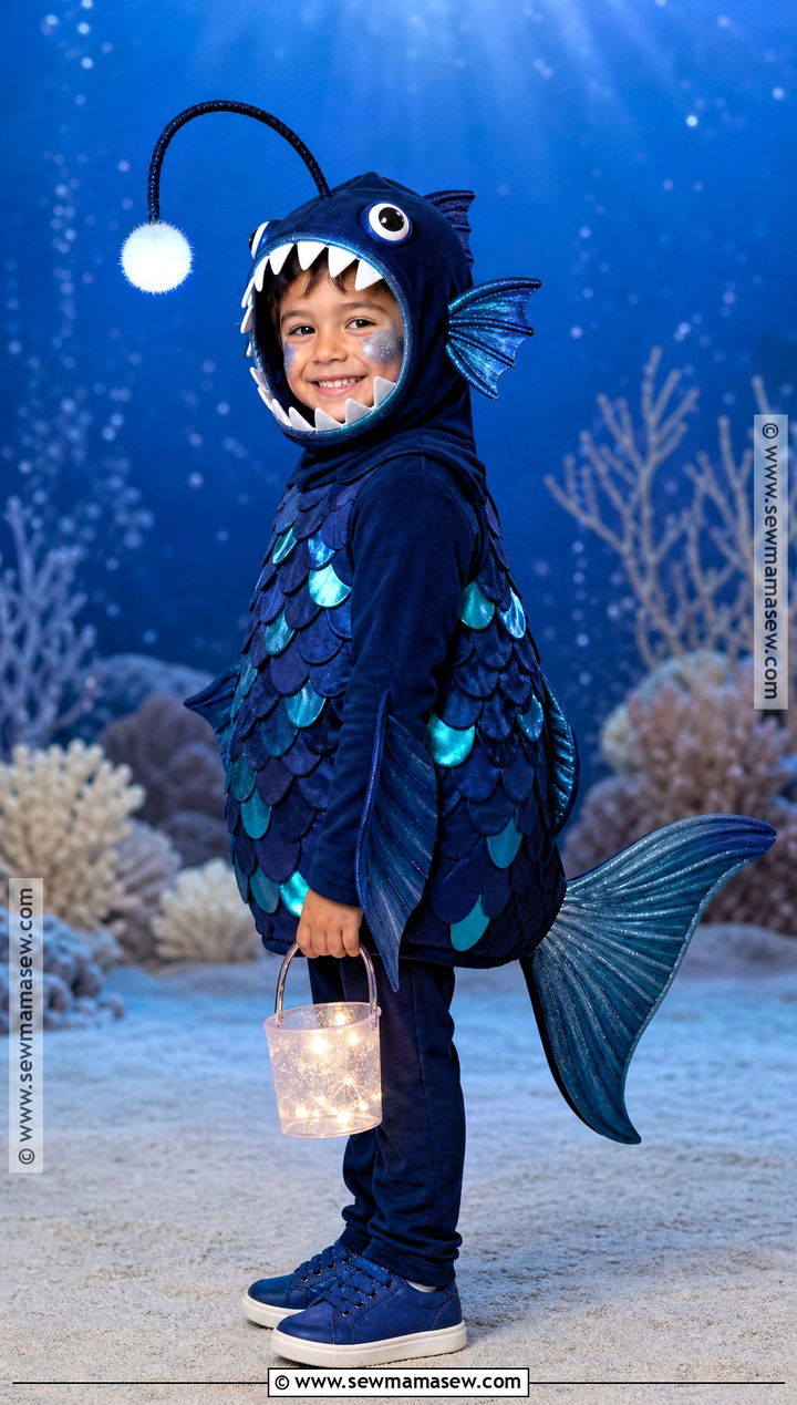 Anglerfish Costume With Light Up Lure - 30 fish costume ideas for kids