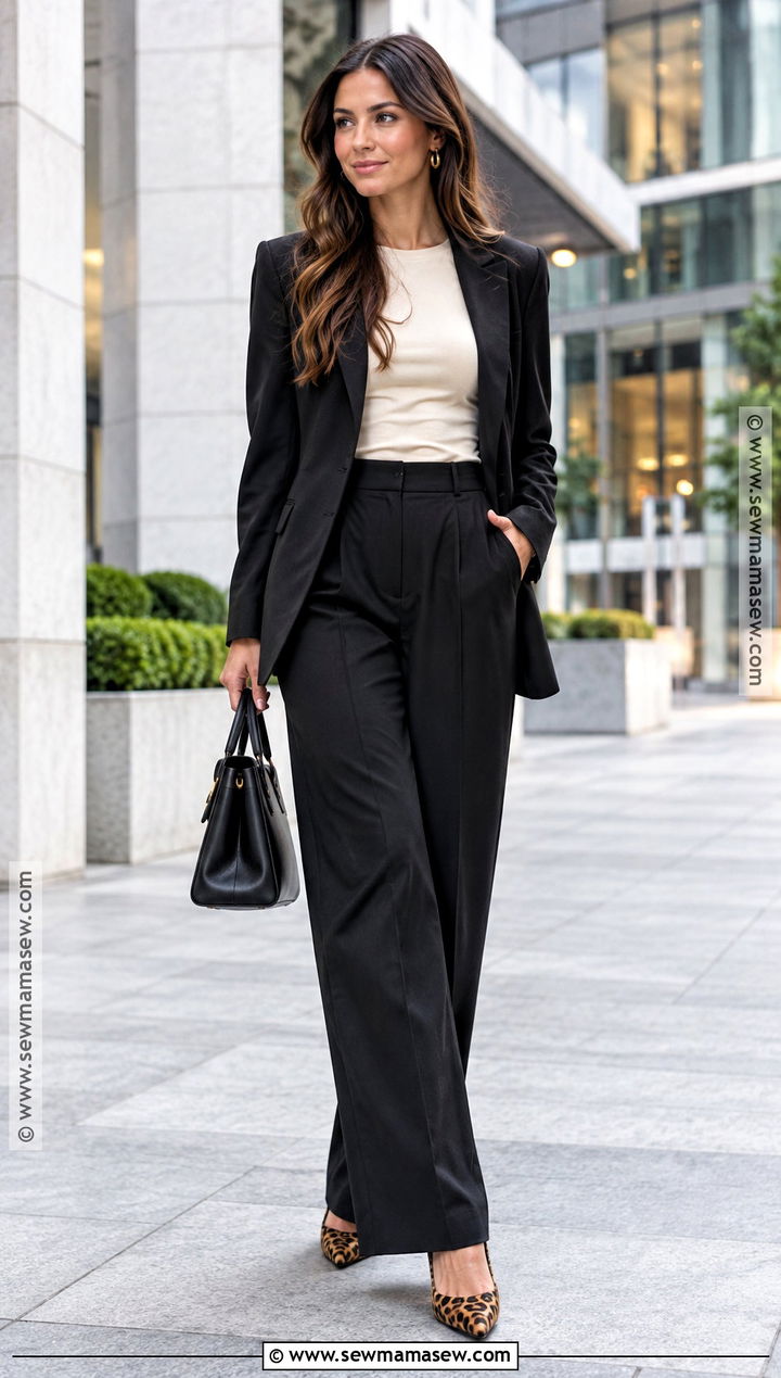 Animal Print Pumps With A Black Pantsuit - 15 Fall Fashion 2026 Shoes