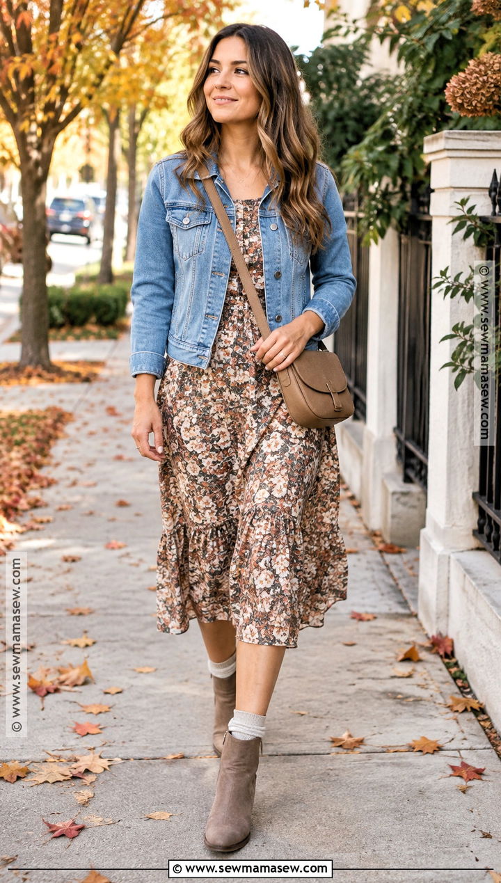 Ankle Boots With A Midi Dress And Denim Jacket - 15 comfortable shoes for autumn