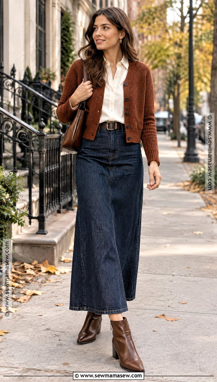 Ankle Boots With Long Denim Skirt - 15 shoe trends fall 2026