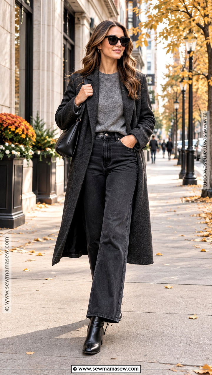 Ankle Boots With Wide Leg Jeans and a Wool Coat - 15 womens shoes for fall