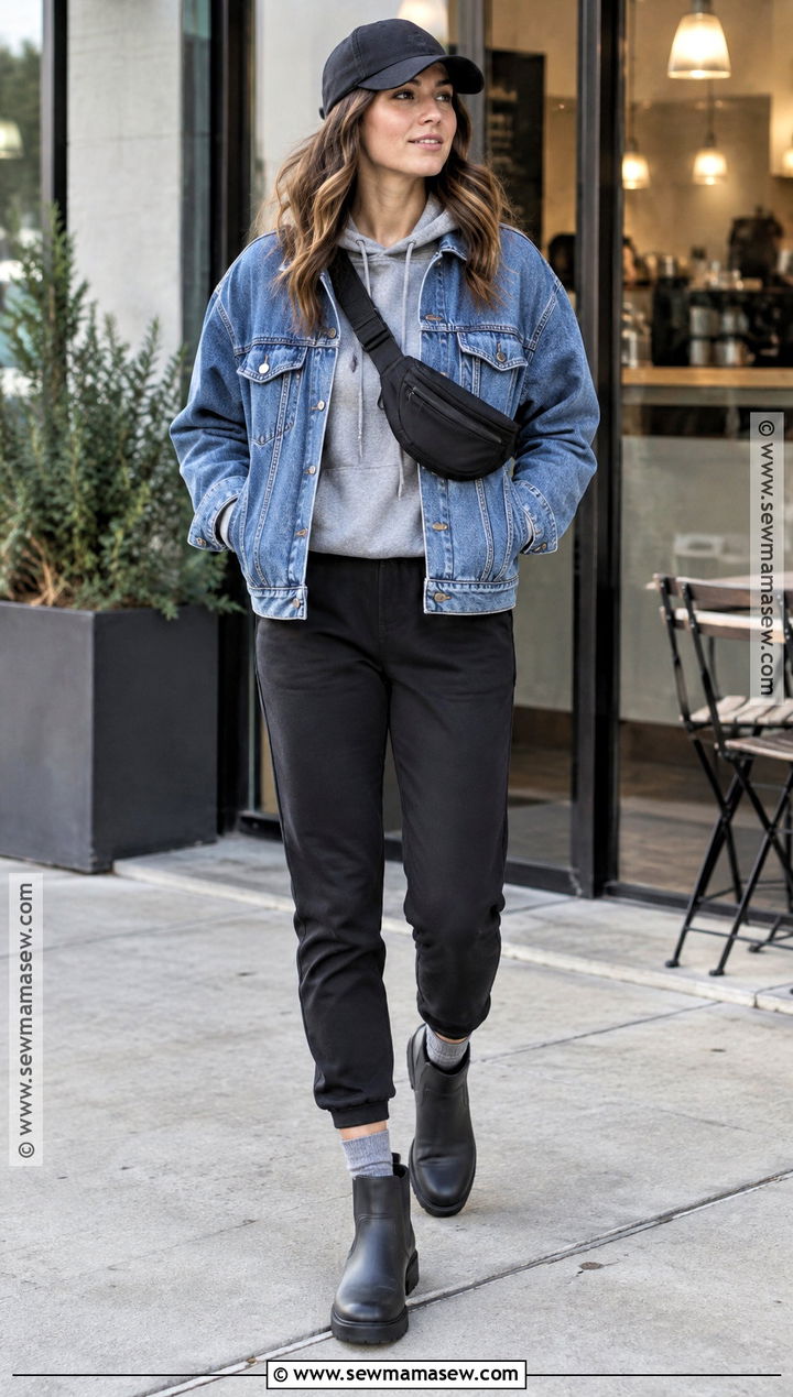 Ankle Rain Boots Outfit With Hoodie And Denim Jacket - 25 rain boots outfit fall