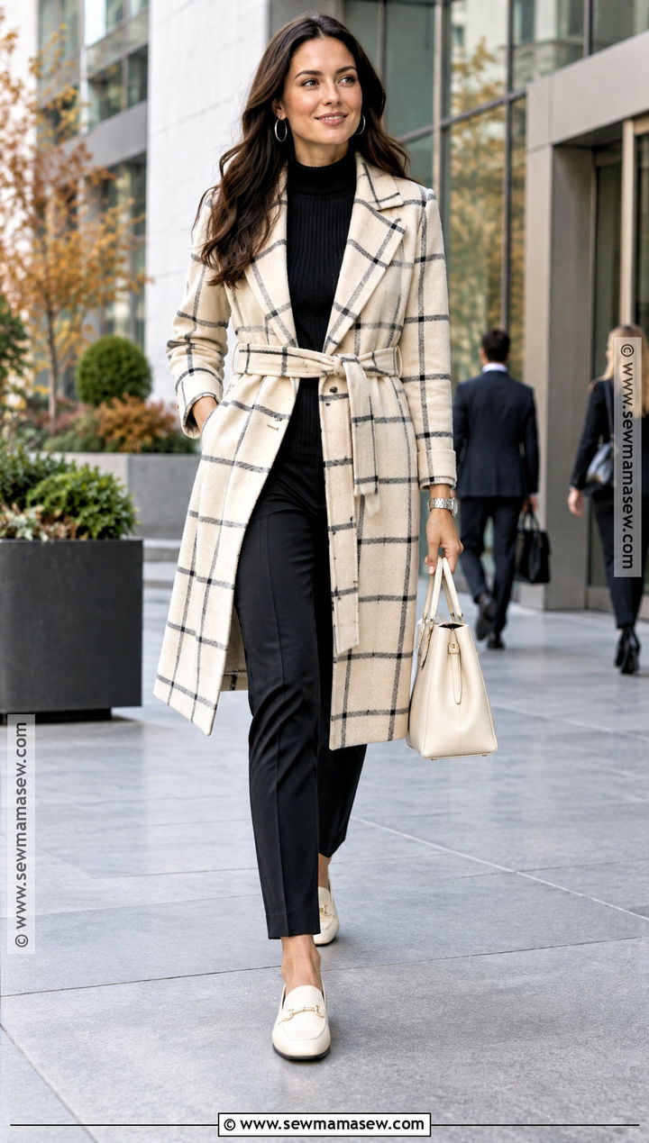 Ann Taylor Windowpane Belted Coat Outfit - 15 ann taylor fall coats