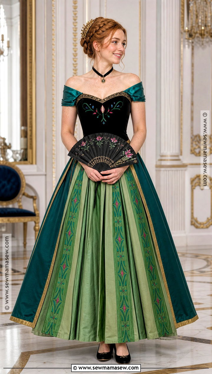 Anna Coronation Costume With Green Gown - 30 frozen costume ideas