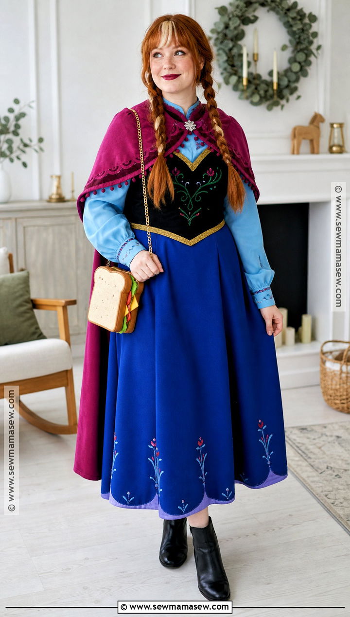Anna Costume With Blue Skirt And Cape - 30 disney dress up ideas