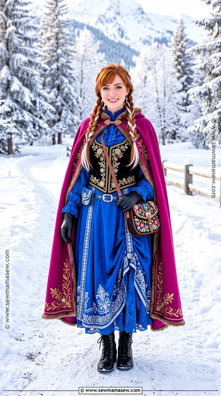 Anna Costume With Cape And Braided Hair - 35 disney costume ideas