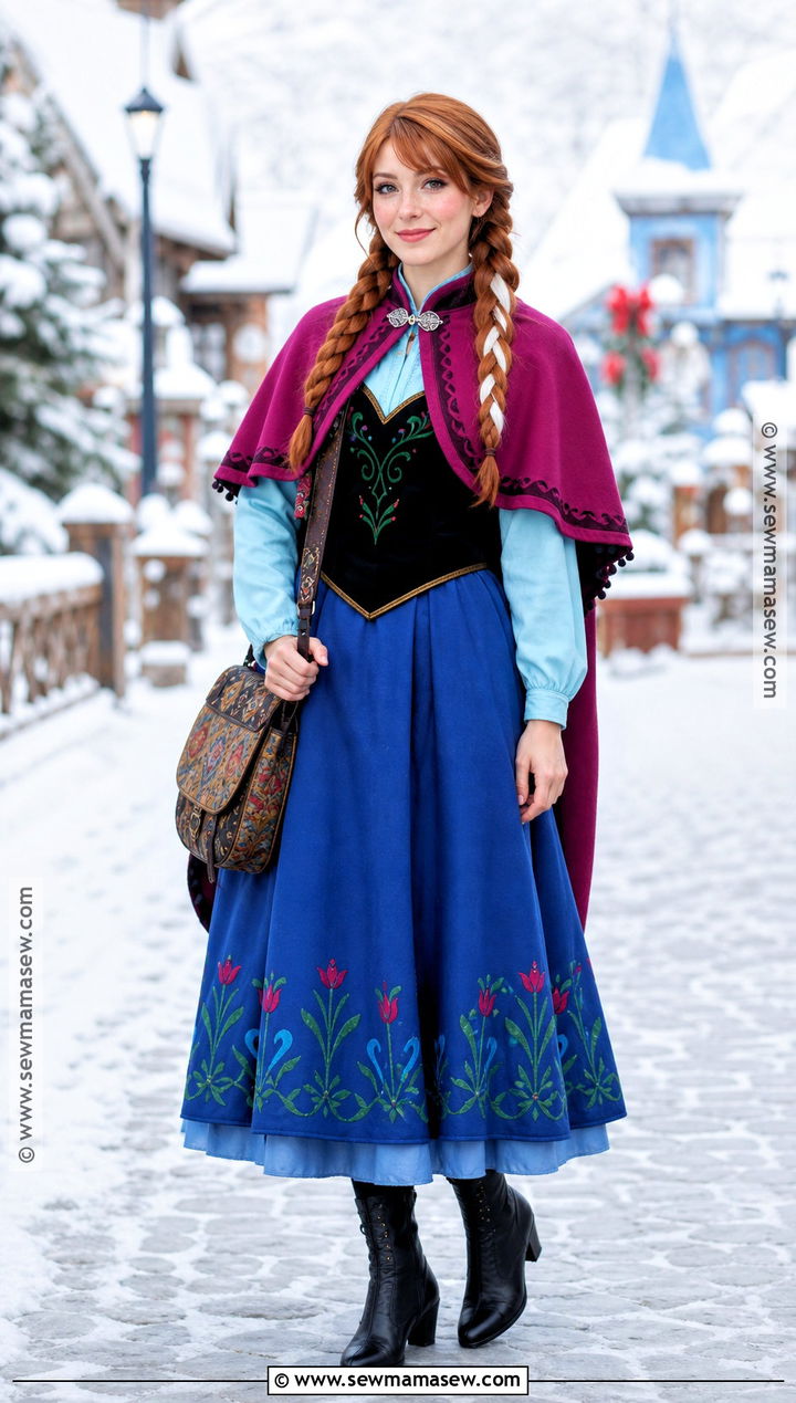 Anna Halloween Outfit With Black Vest And Blue Skirt - 30 disney halloween outfits for women