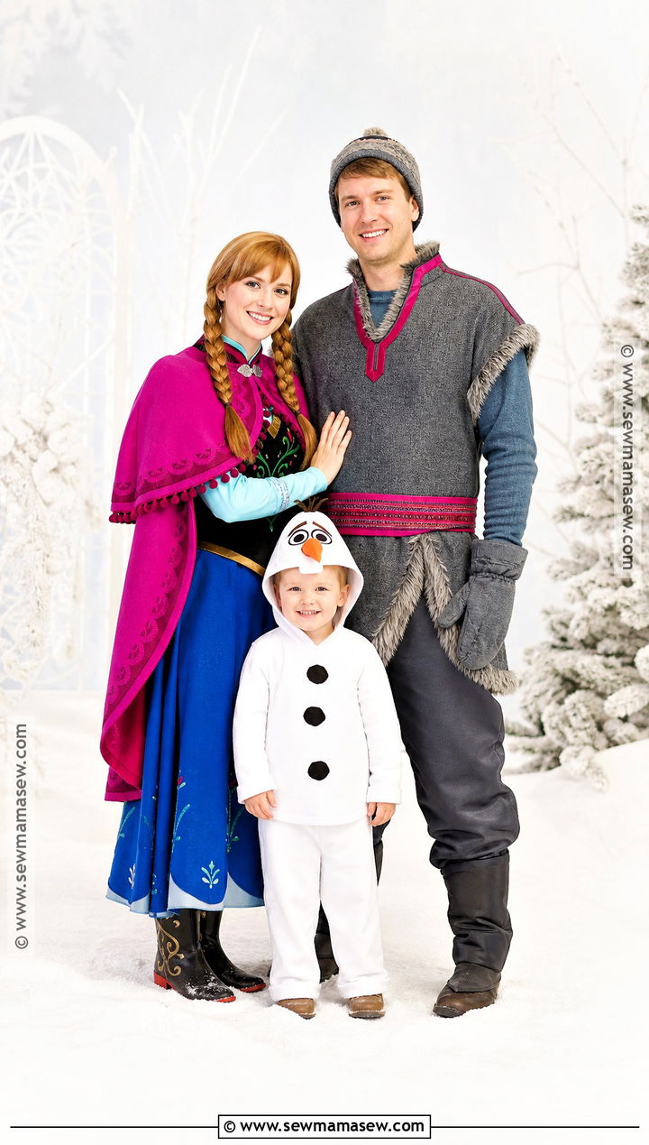 Anna Kristoff And Olaf Family Costume - 30 easy family costumes for 3
