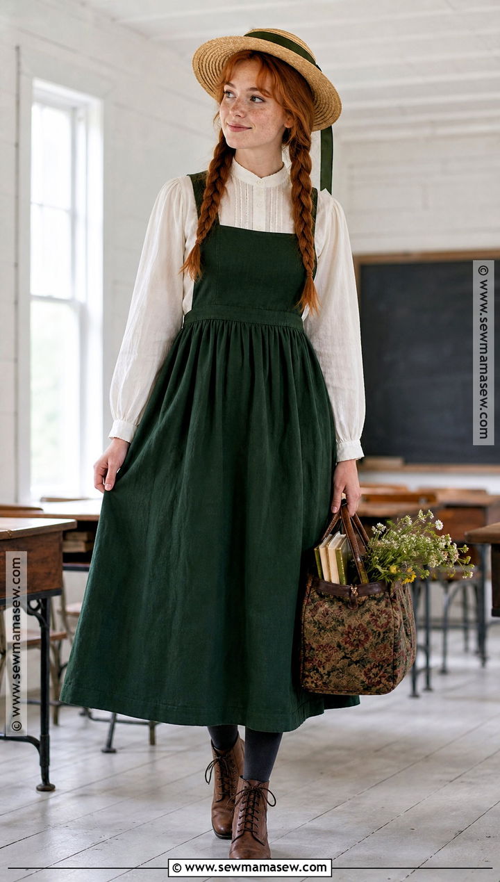 Anne Of Green Gables Costume With Pinafore - 30 teacher book week costume ideas
