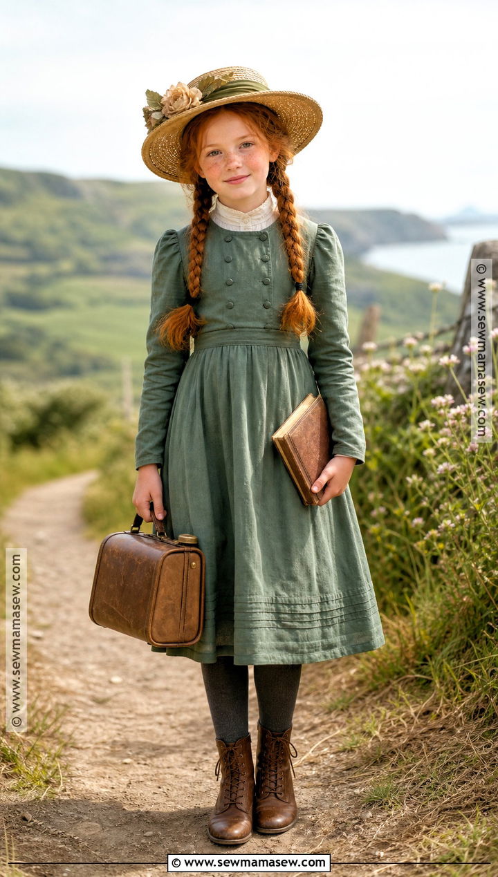 Anne Of Green Gables Costume With Straw Hat - 30 story book costumes