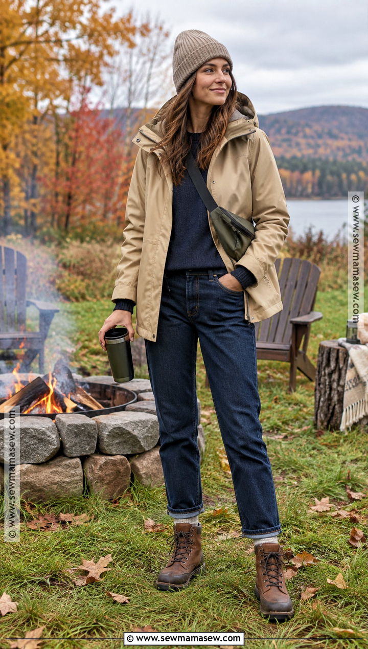 Anorak Bonfire Outfit With Waterproof Boots - 20 bonfire outfit fall night ideas
