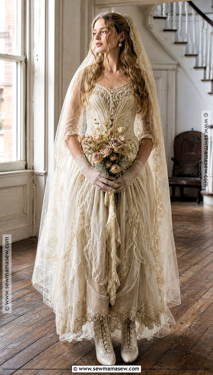 Antique Ivory Halloween Wedding Dress - 30 halloween wedding dresses