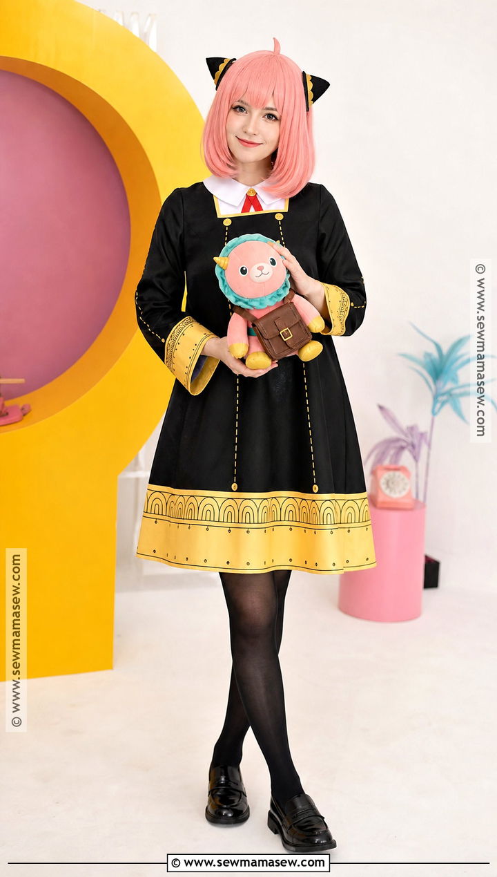 Anya Forger Cosplay With Black School Dress - 30 cosplay female ideas