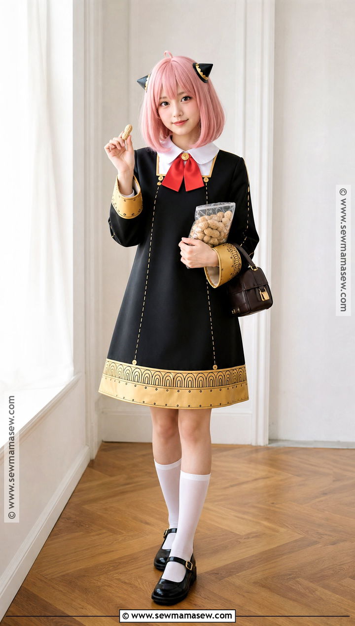 Anya Forger Costume With Black Dress - 30 pink hair costume ideas