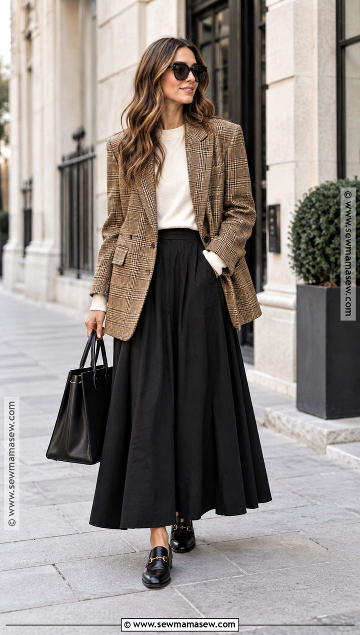 Apostolic Fall Blazer and Maxi Skirt Outfit - 15 apostolic fall outfits 2026