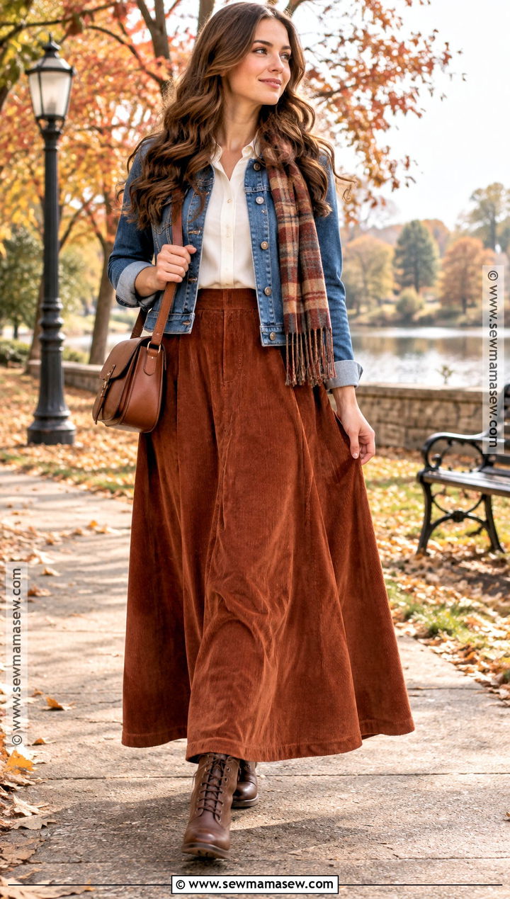 Apostolic Fall Corduroy Maxi Skirt Outfit - 15 apostolic fall outfits 2026