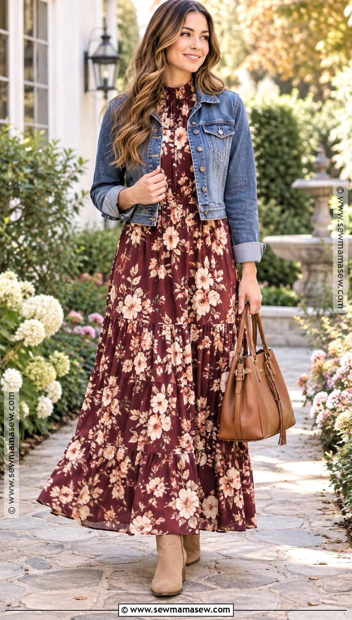 Apostolic Fall Floral Maxi Dress Outfit - 15 apostolic fall outfits 2026