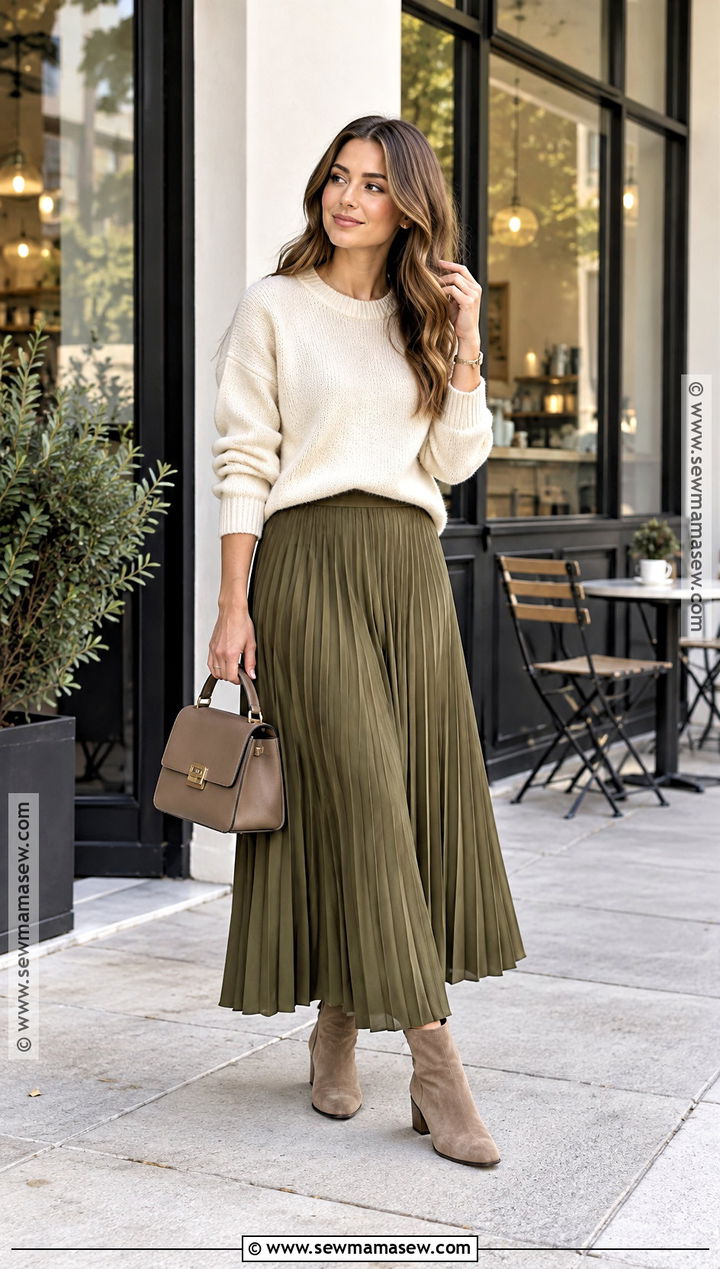 Apostolic Fall Sweater and Pleated Skirt Outfit - 15 apostolic fall outfits 2026