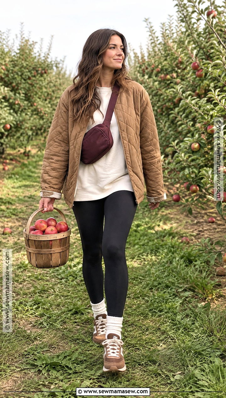 Apple Orchard Black Leggings Outfit - 25 Apple Orchard Outfit Fall Ideas