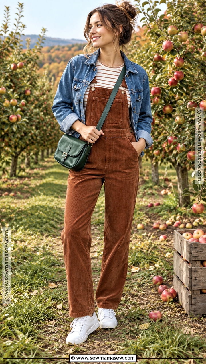 Apple Orchard Corduroy Overall Outfit - 25 Apple Orchard Outfit Fall Ideas