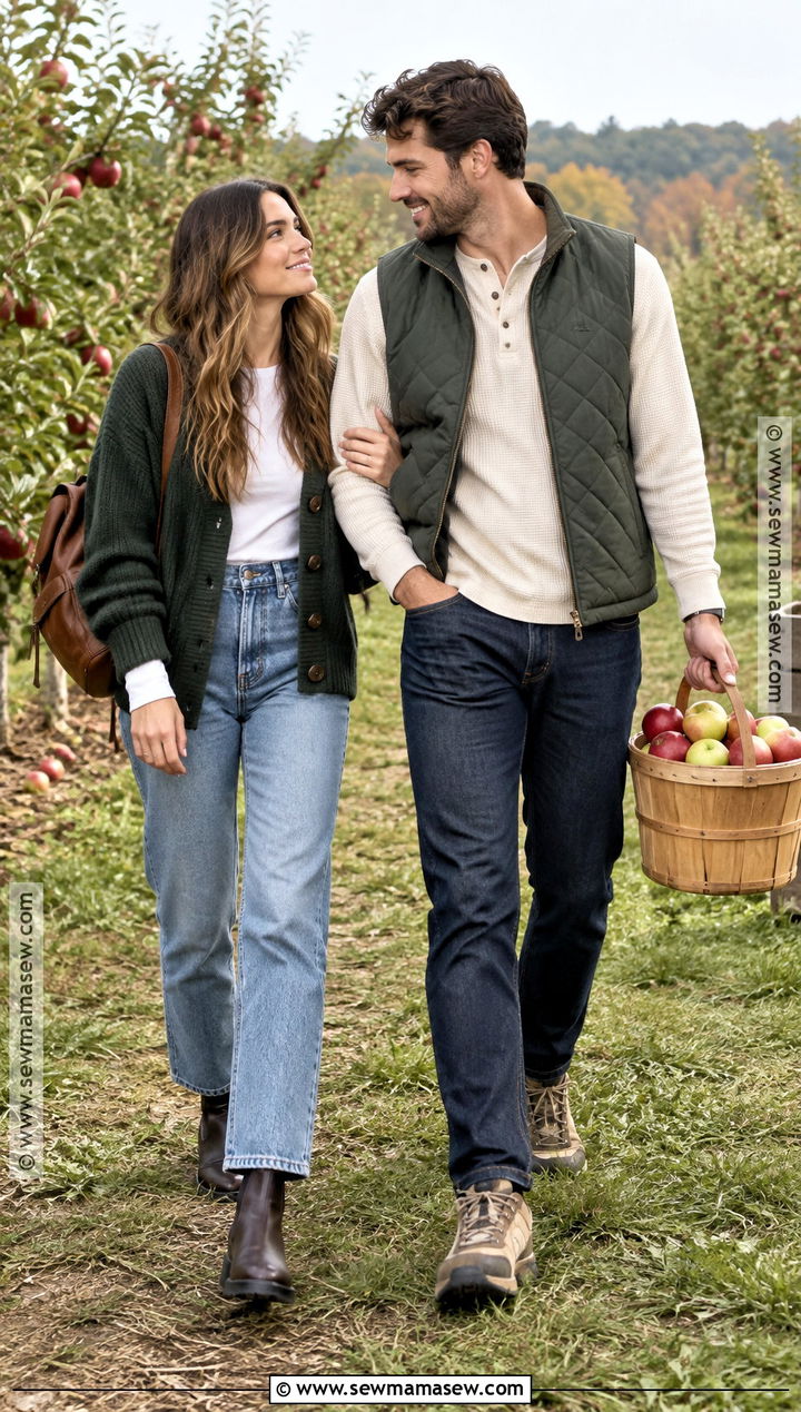 Apple Orchard Couple Fall Outfit - 25 couple fall outfits