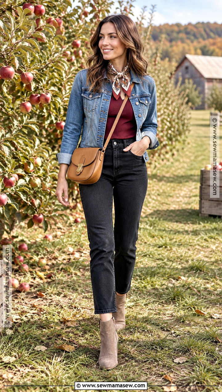 Apple Orchard Denim Jacket Outfit - 25 Apple Orchard Outfit Fall Ideas