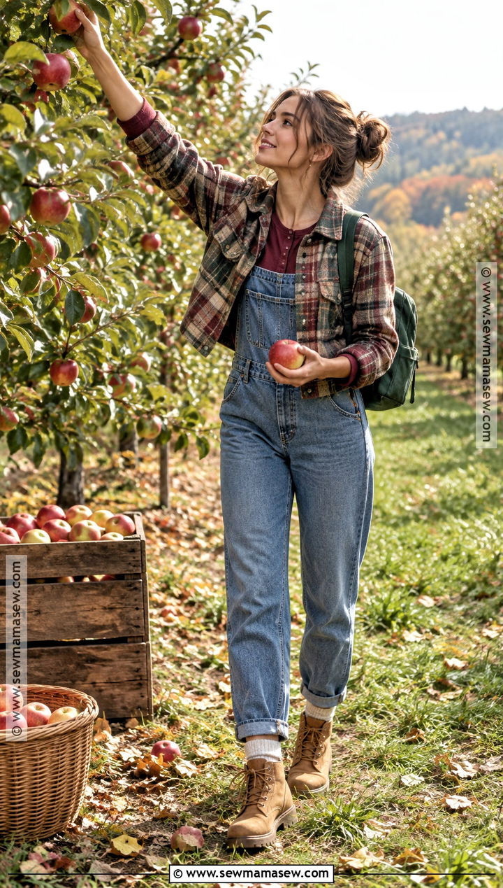 Apple Orchard Denim Overalls Outfit - 25 Apple Orchard Outfit Fall Ideas