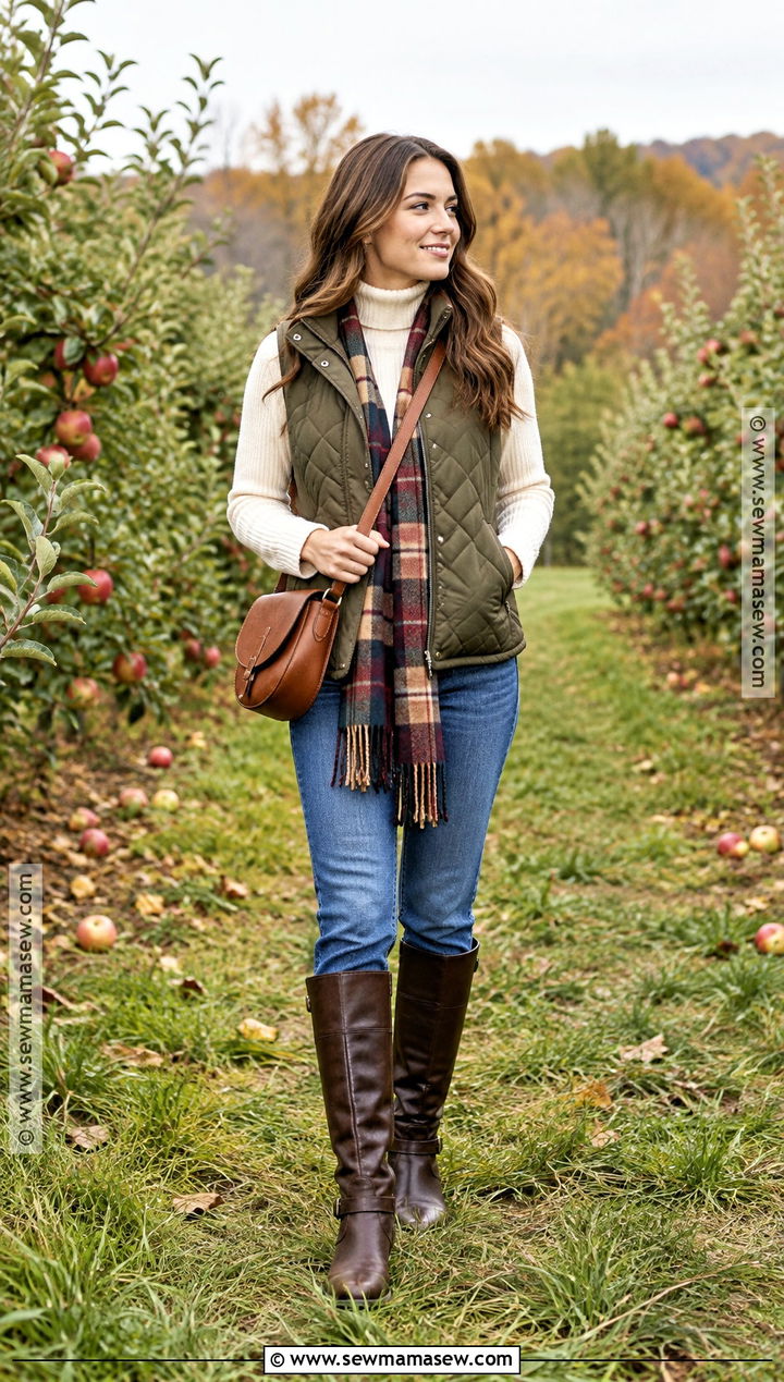 Apple Orchard Quilted Vest Outfit - 25 Apple Orchard Outfit Fall Ideas