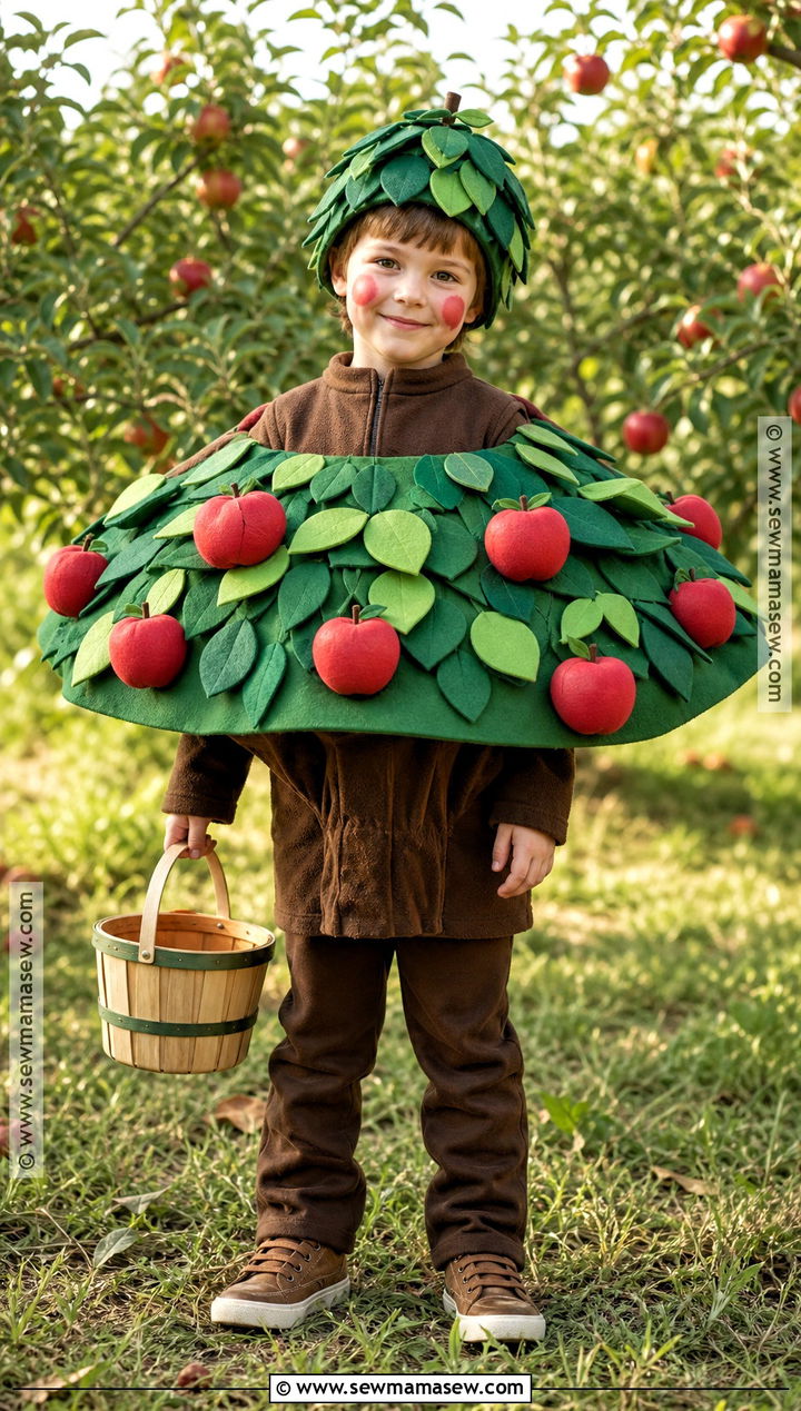 Apple Tree Costume With Red Apples - 30 tree costume ideas for kids