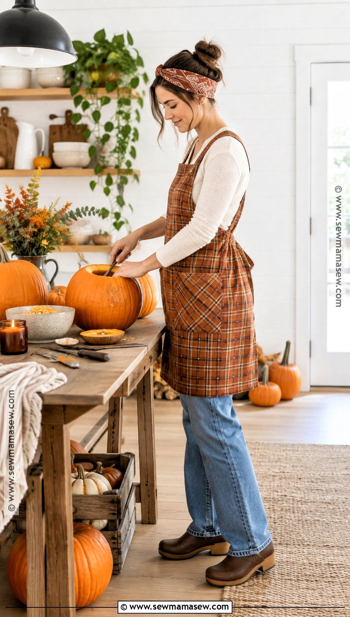 Apron And Jeans Pumpkin Carving Outfit - 20 Pumpkin Carving Outfit Ideas