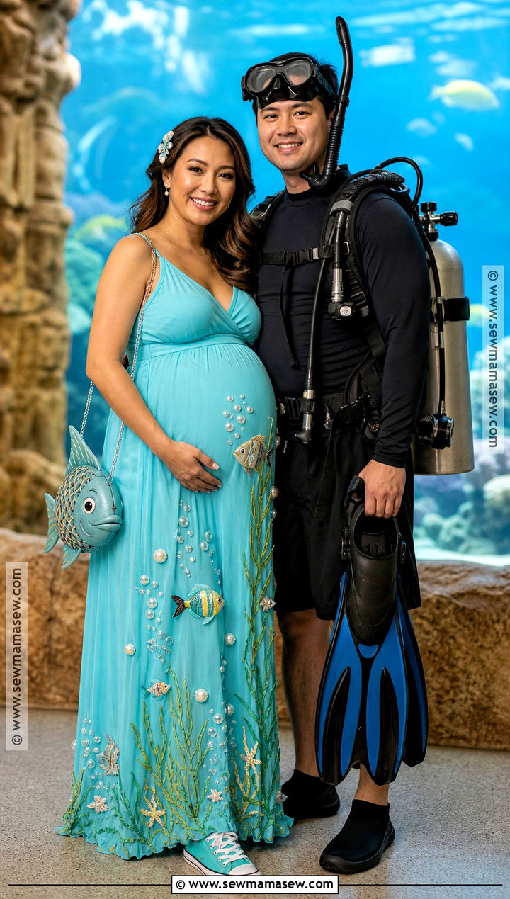 Aquarium Diver Couple Costume - 40 pregnant halloween costume ideas