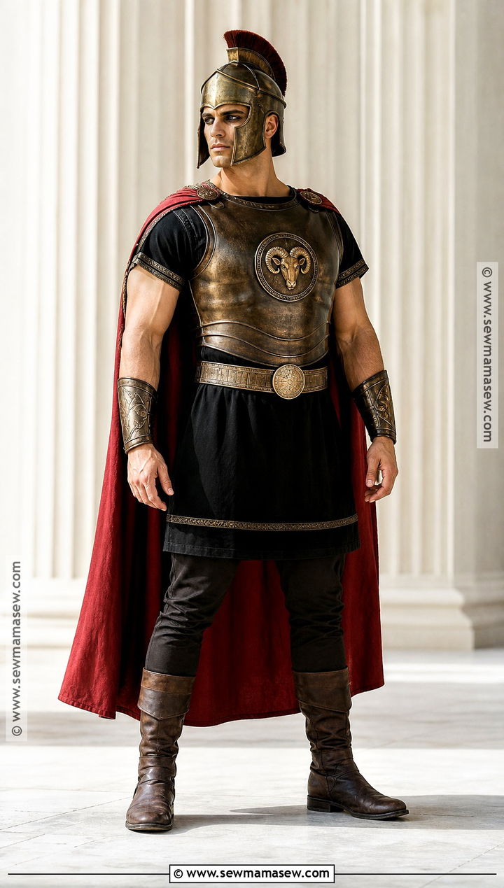 Ares Greek God Costume With Red Warrior Cape - 30 greek gods costume ideas