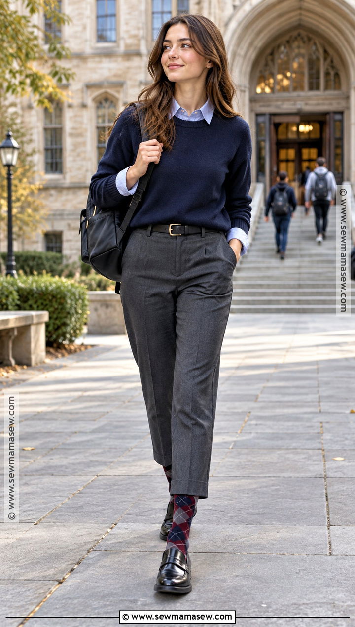 Argyle Socks With Tailored Pants And Loafers - 15 Back To School Sock Ideas